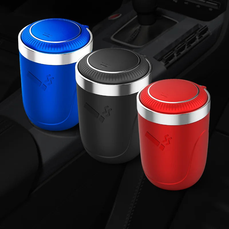 One-Click Car Ashtray with LED Light - Metal Lining & Splash Proof