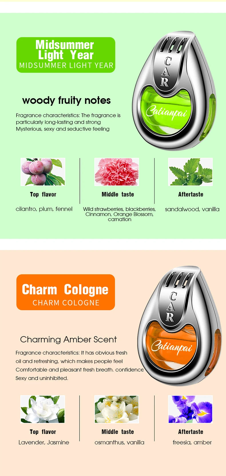 Car Air Freshener Vent Diffuser - Long-lasting Aromatherapy Pendant