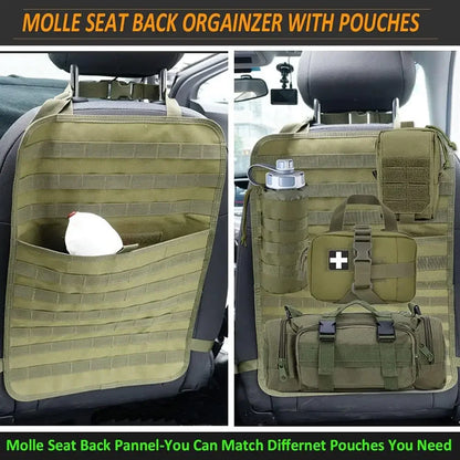 Car Rear Seat Back Storage Bag - Tactical MOLLE Trunk Organizer Multi Hanging Strap