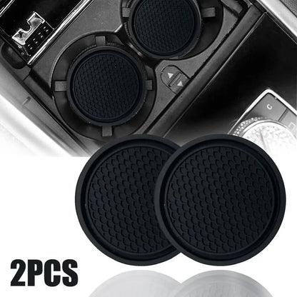 Premium Car Cup Holder Coasters 2-Pack - Anti-Slip Silicone Insert Pads for Vehicle Interior Protection
