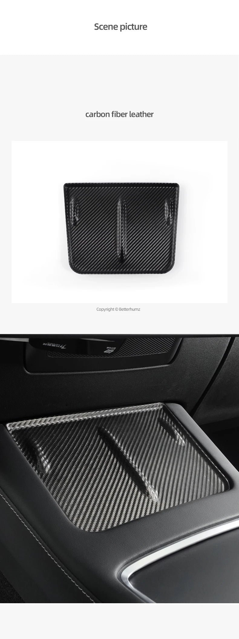 Tesla Model Y Model 3 Carbon Fiber Console - Wireless Charging