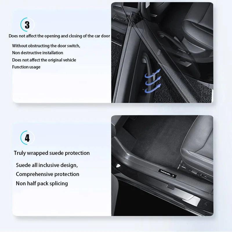 Tesla Model 3/Y Door Sill Protector - Anti-Kick Threshold Strip Guard