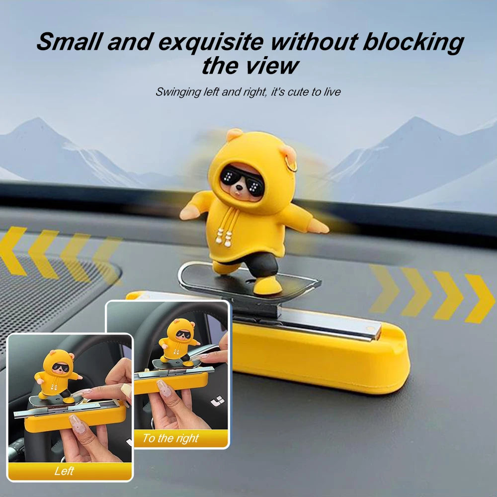 Car Dashboard Decoration - Skateboard Bear Magnetic Parking Plate