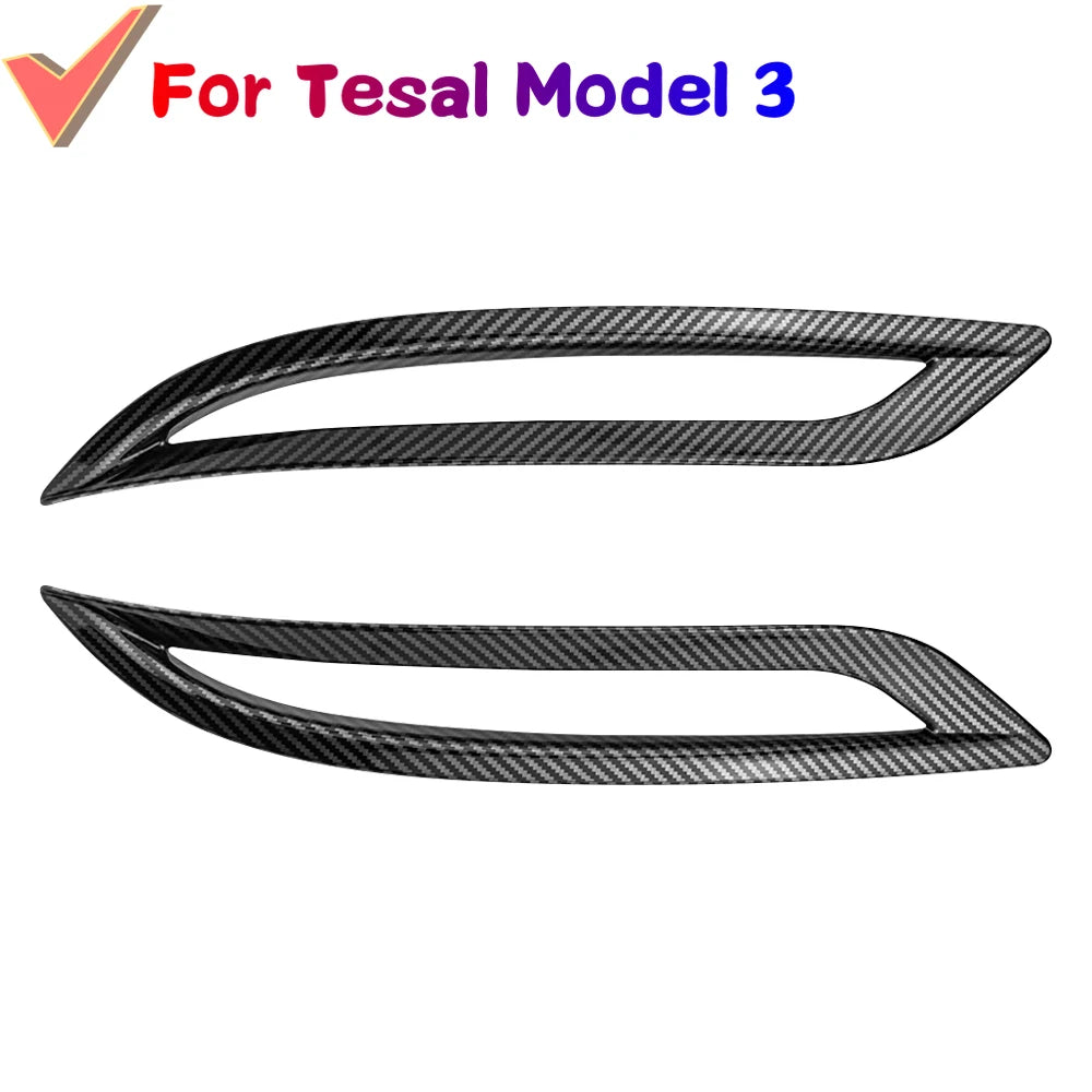 Tesla Model 3 ABS Carbon Fiber Rear Bumper Fog Light Cover Kit
