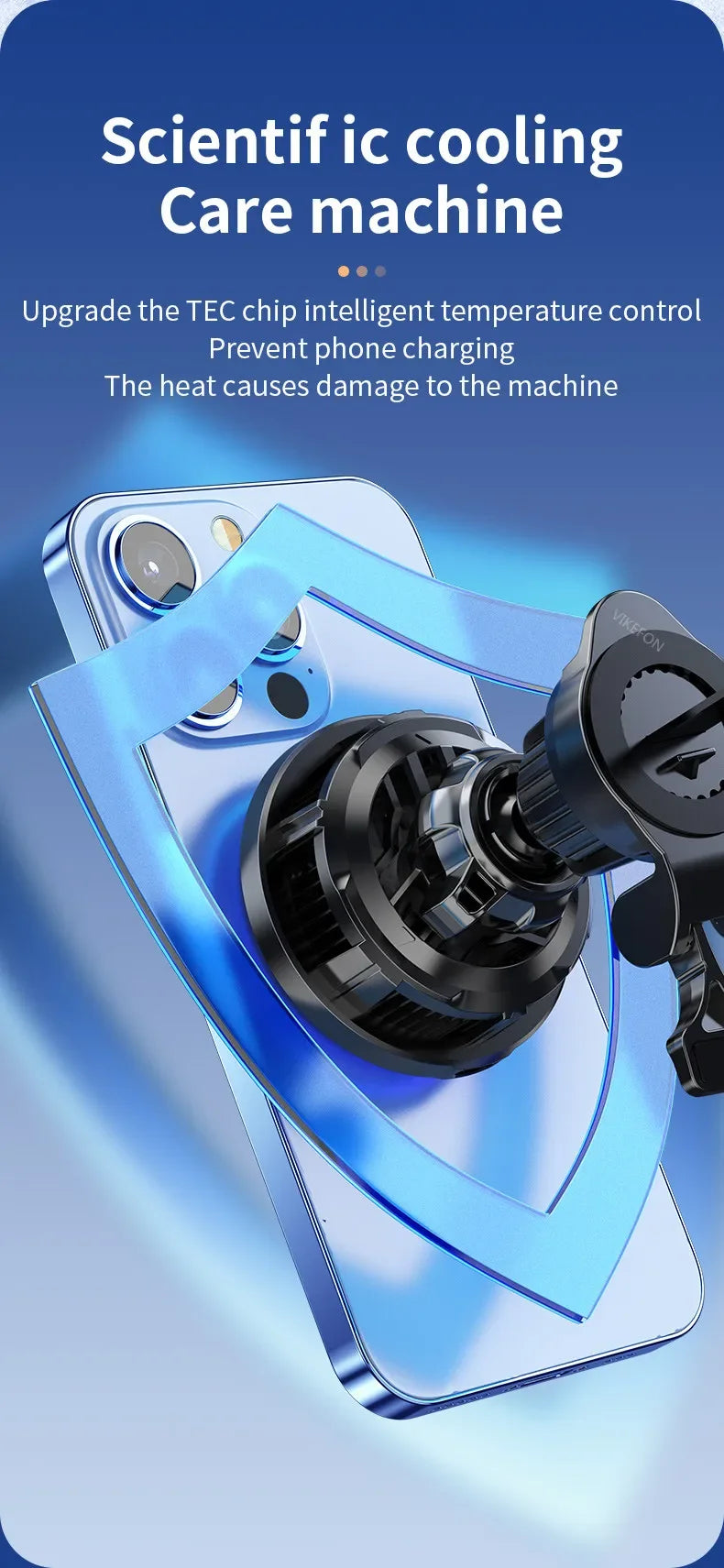 30W Ice Cooling Magnetic Wireless Car Charger - Fast Charging Station for iPhone 15/14/13/12 Pro Max