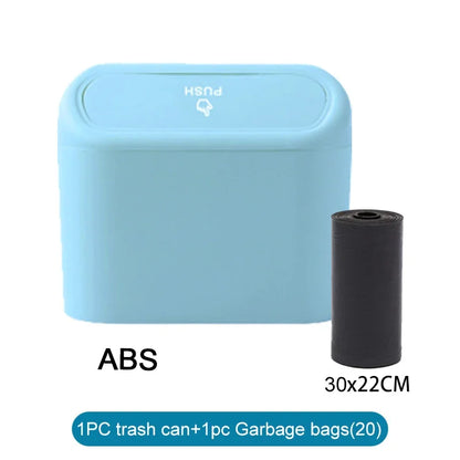 Car Trash Can with Lid - Leak-Proof Mini Waste Container with 300 Bags
