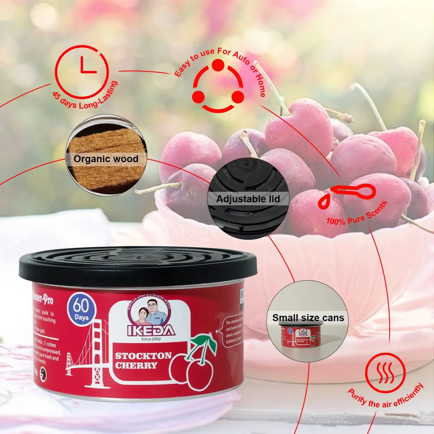 Car Air Freshener Bubble Gum Scent - Organic Odor Eliminator
