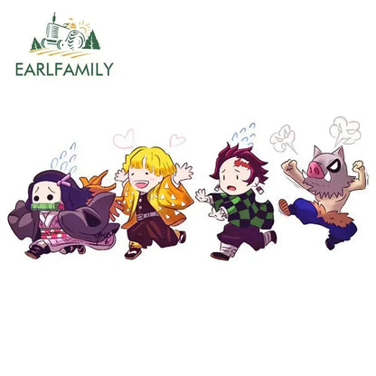 EARLFAMILY Anime Running Chibi Car Stickers - Kamado Nezuko Decal