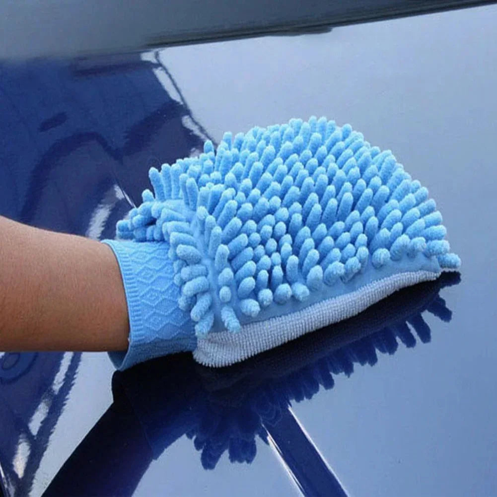 Premium Chenille Car Wash Gloves - Ultra-Soft Coral Fleece Microfiber Mitt for Scratch-Free Auto Detailing