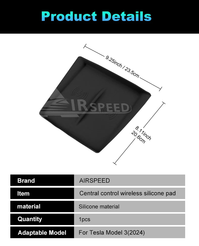 Tesla Model 3 Highland Wireless Charging Pad - Silicone Mat