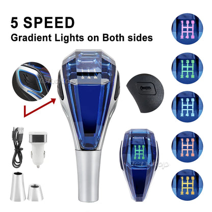 Universal Crystal LED Gear Shift Knob - 5 Speed with Lights