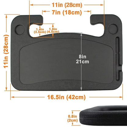 Portable Car Dining Table Steering Wheel Tray - Large Black