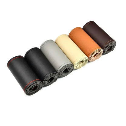 PU Leather Steering Wheel Cover - Braided Anti-Scratch Protection
