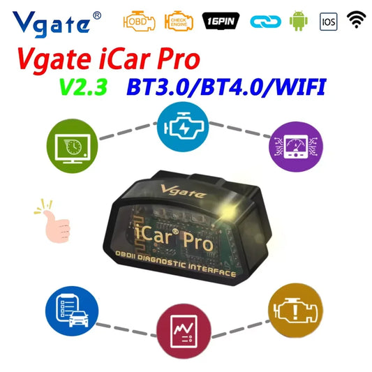 Vgate iCar Pro ELM327 V2.3 OBD2 WiFi Bluetooth Car Diagnostic Scanner