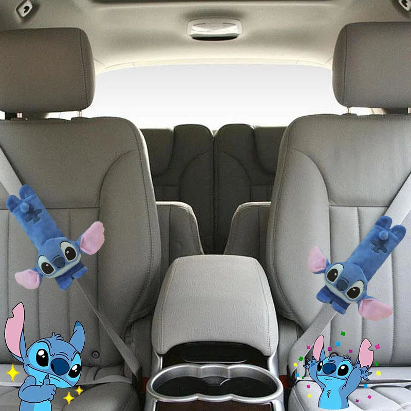 Stitch Seat Belt Cover - Cute Cartoon Plush Car Shoulder Belt Protector
