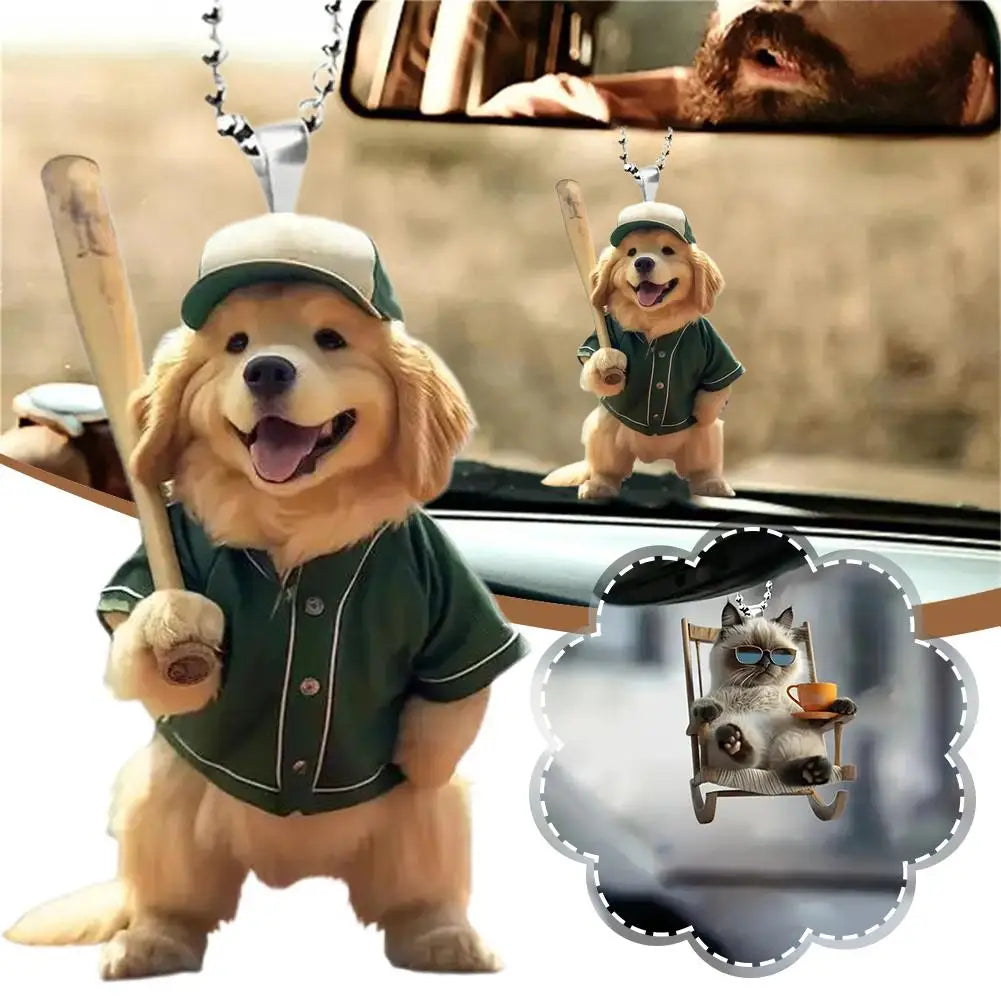 2D Acrylic Car Pendant - Rearview Mirror Hanging Ornament Dog/Cat