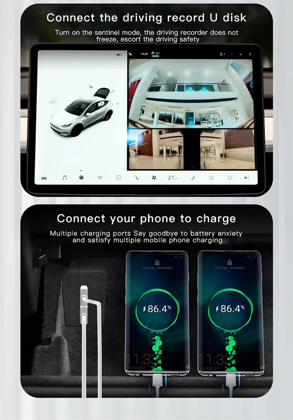 Tesla Model 3 Y Glove Box USB Hub - Highland Juniper Quick Charger 2021-2025