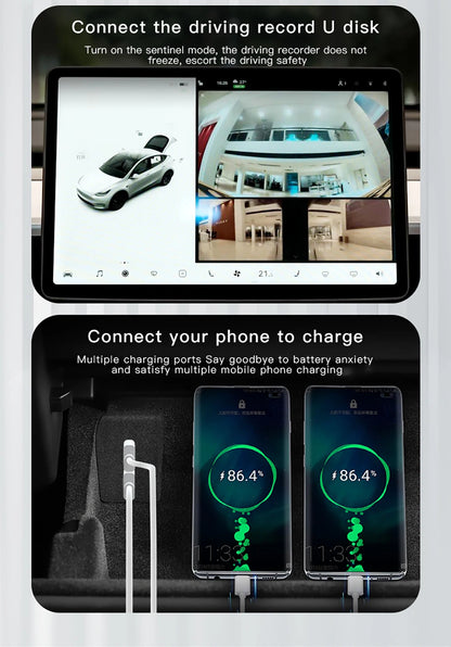 Tesla Model 3 Y Glove Box USB Hub - Highland Juniper Quick Charger 2021-2025