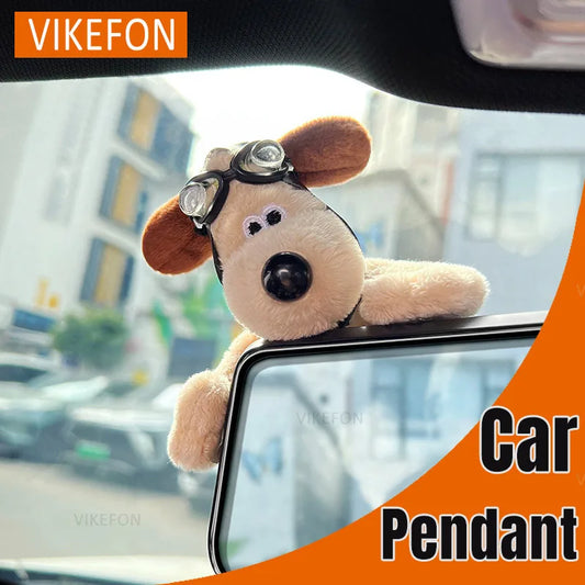 Plush Pilot Dog Car Ornament - Creative Dashboard Decoration