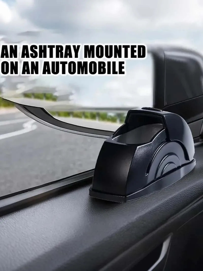 Car Ashtray with Lid - Convenient Ash Storage Container Black