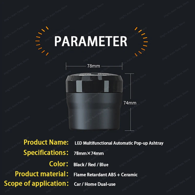 Portable Luminous Car Ashtray - Alpine Ceramic Liner