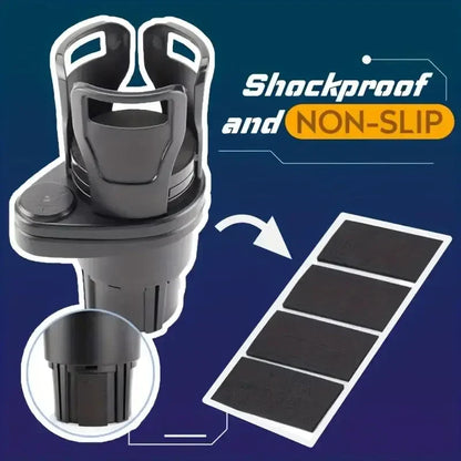 Car Cup Holder Expander - Adjustable Dual Cup Holder with Phone Mount