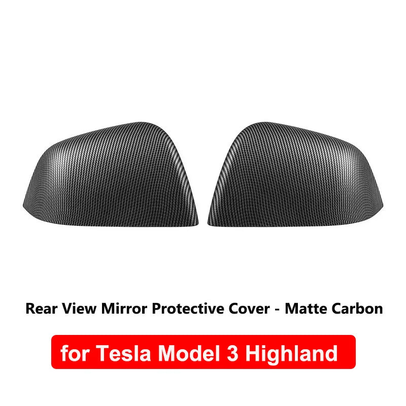 Tesla Model 3 Highland Carbon Fiber Mirror Covers - ABS NEW Matt Carbon