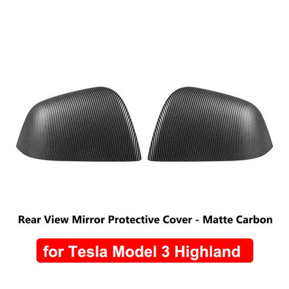 Tesla Model 3 Highland Carbon Fiber Mirror Covers - ABS NEW Matt Carbon