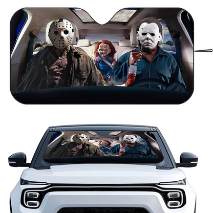 Horror Characters Car Sunshade - Foldable Windshield UV Protection
