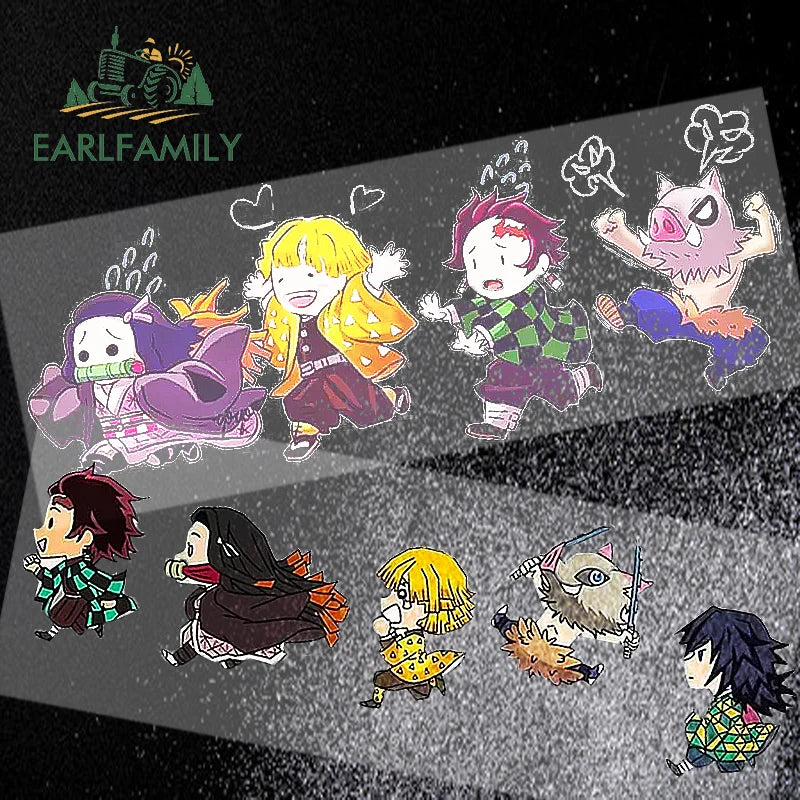 EARLFAMILY Anime Running Chibi Car Stickers - Kamado Nezuko Decal