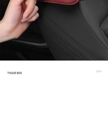 Car Tissue Box Holder - Leather Sun Visor & Console Mount Black