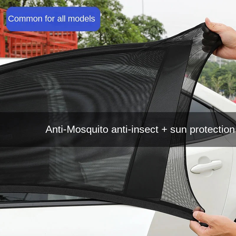 Car Rear Side Window Sunshade - 2pcs UV Mesh Mosquito Protection