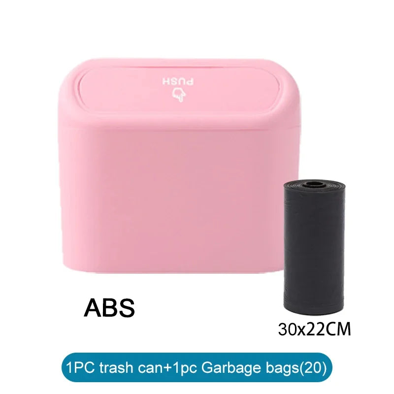 Car Trash Can with Lid - Leak-Proof Mini Waste Container with 300 Bags