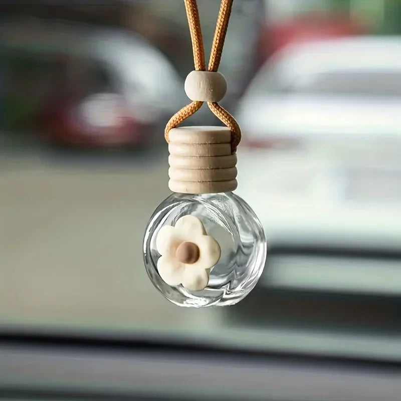Cartoon Car Aromatherapy Glass Bottle - Mirror Pendant Dashboard Ornament