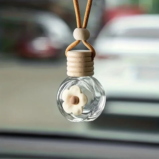 Cartoon Car Aromatherapy Glass Bottle - Mirror Pendant Dashboard Ornament
