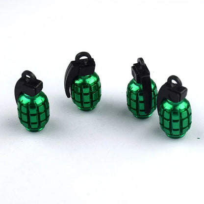 Aluminum Grenade Tire Valve Caps - 4PCS Car Tyre Valve Stems Cover Air Dust Caps