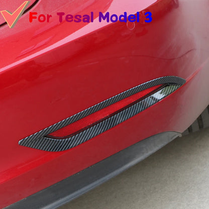 Tesla Model 3 ABS Carbon Fiber Rear Bumper Fog Light Cover Kit