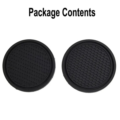 Premium Car Cup Holder Coasters 2-Pack - Anti-Slip Silicone Insert Pads for Vehicle Interior Protection