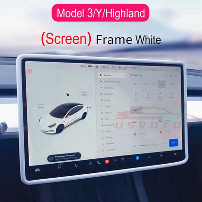 Tesla Model 3 Y Highland Screen Protector Frame - Display Cover Screen Frame White