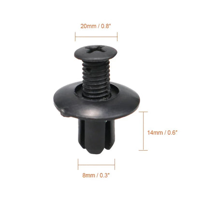 8mm Plastic Rivets Fasteners - Car Bumper Fender Clips 30PCS Black