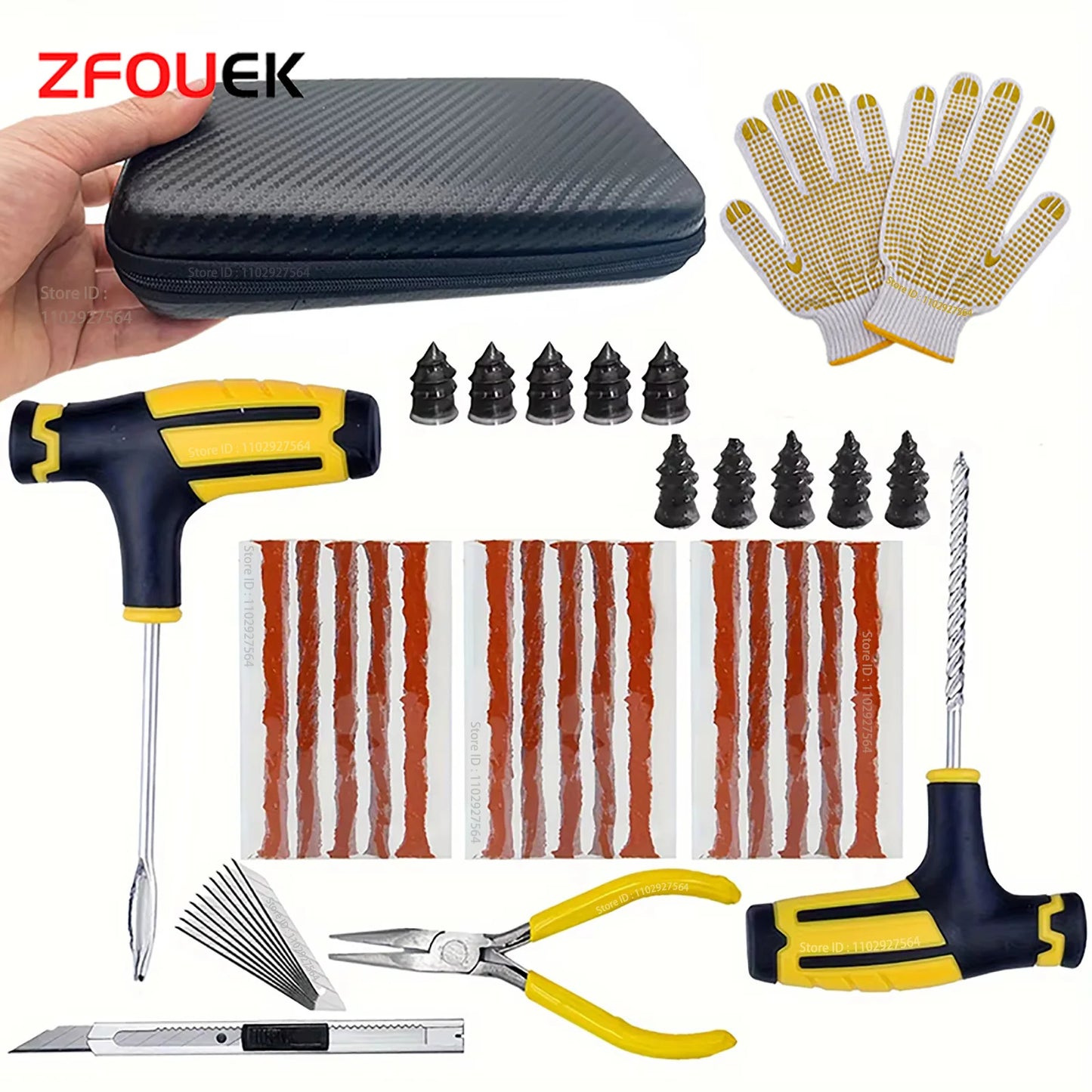 Car Tire Repair Kit 31PCS - Emergency Puncture Plug Tools with Glue