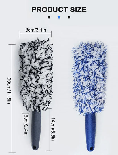 Car Wheel Cleaning Brush - Portable Plush Tire Rim Hub Detailing Tool