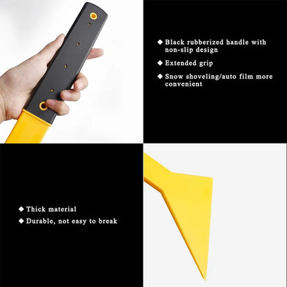 Car Windshield Ice Scraper - Triangle Snow Removal Tool with Long Handle