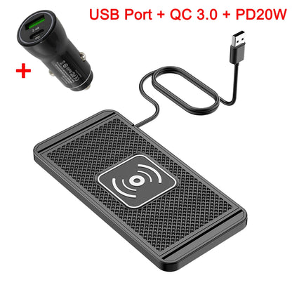 15W Fast Wireless Car Charger - Universal Phone Mount for iPhone 16/15/14/13/12 & Samsung S24/S23 with Silicone Pad