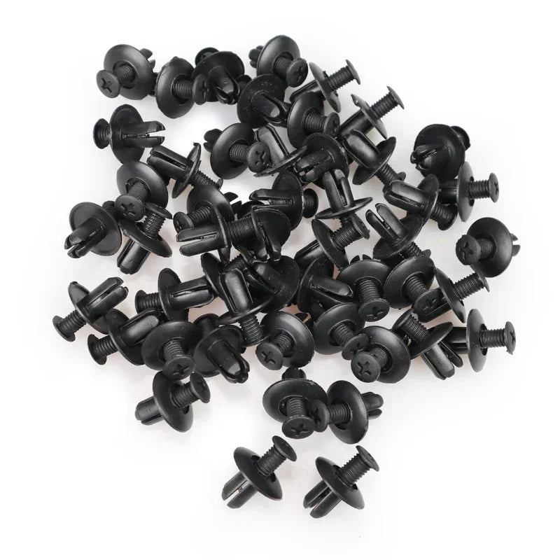 8mm Plastic Rivets Fasteners - Car Bumper Fender Clips 30PCS Black
