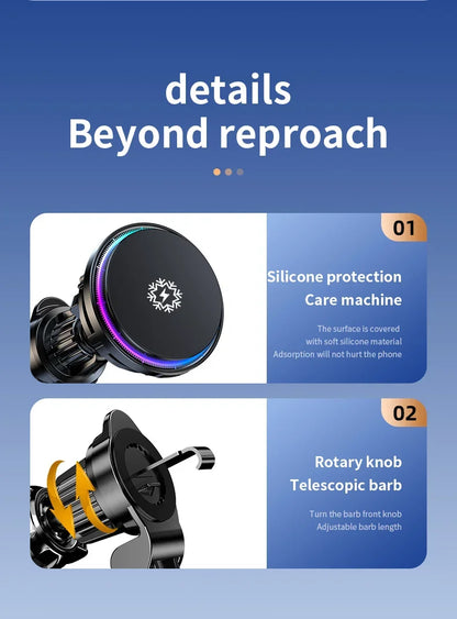 30W Ice Cooling Magnetic Wireless Car Charger - Fast Charging Station for iPhone 15/14/13/12 Pro Max