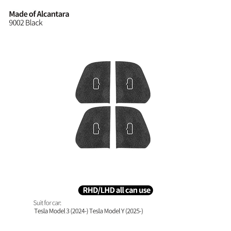 Tesla Model 3 Y Alcantara Door Switch Trim - 2024+ Cover 9002 Black