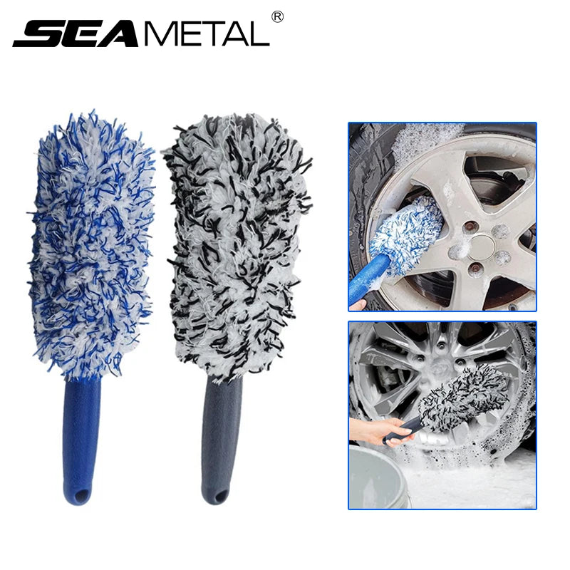 Car Wheel Cleaning Brush - Portable Plush Tire Rim Hub Detailing Tool