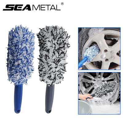 Car Wheel Cleaning Brush - Portable Plush Tire Rim Hub Detailing Tool