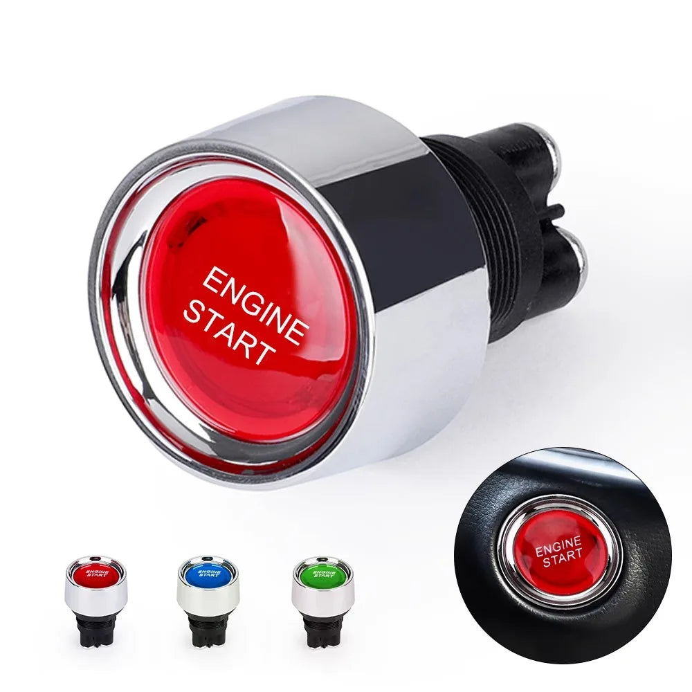 Car Engine Start Ignition Switch - 12V 50A Keyless Push Button Red